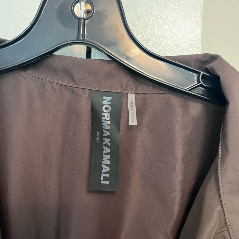 Norma Kamali Deep V Balloon Sleeve Blouse in Chocolate Brown - Picture 13 of 15
